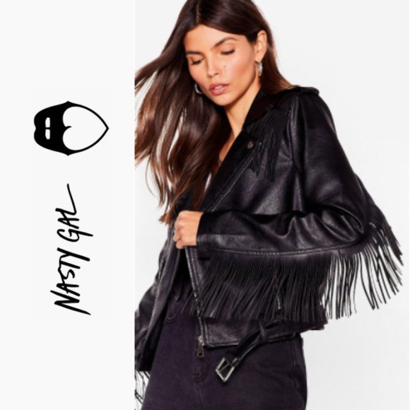 🚫 SOLD 🚫 Faux Leather Fringe Jacket - Picture 3 of 15